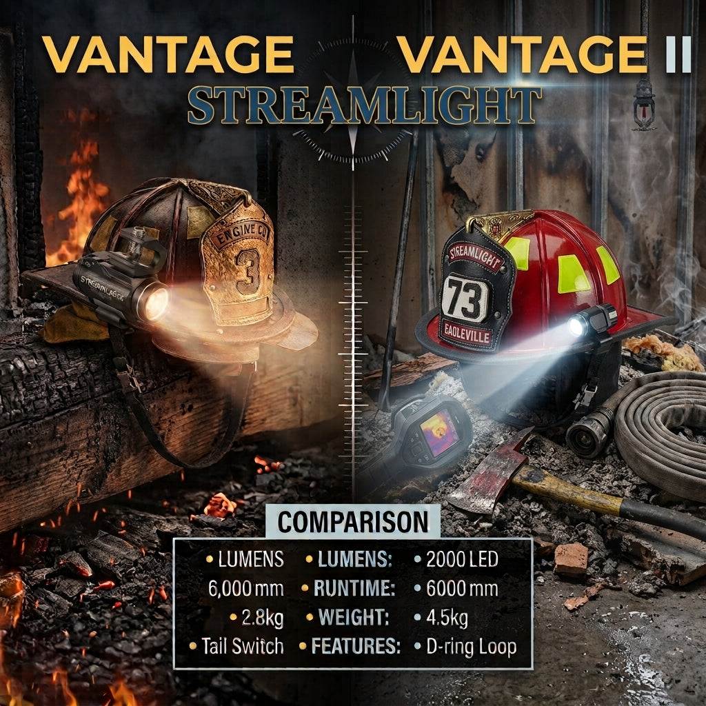 Streamlight Vantage vs. Vantage II firefighter helmet light comparison