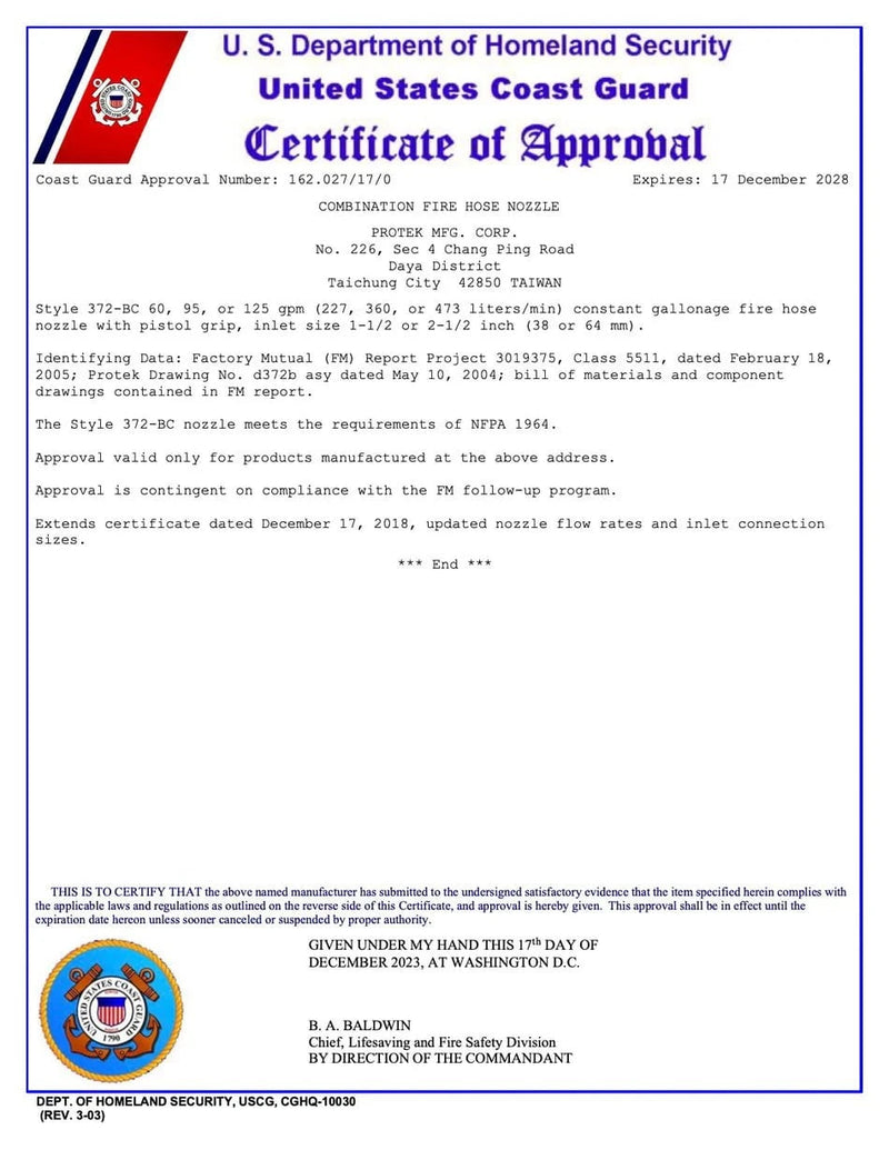 Fire Hose Nozzles Direct Nozzles Fire_Safety_USA 1-1/2" Brass Constant Gallonage Nozzle 60, 95, or 125 GPM (Preset to 95 GPM)