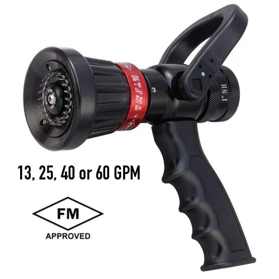Fire Hose Nozzles Direct Nozzles Fire_Safety_USA 1" Constant Gallonage Nozzle 13, 25, 40, or 60 GPM (Preset to 40 GPM)