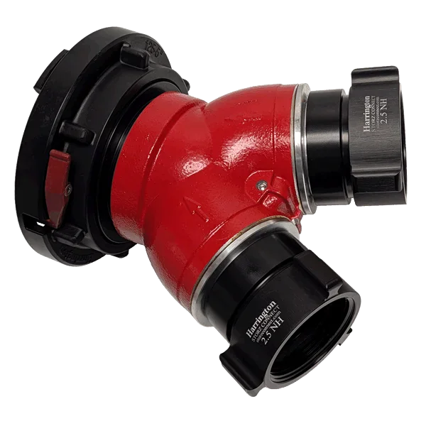 Harrington Gate Valve Fire_Safety_USA 2-Way Siamese Valve - Clappered (NH Female Swivel Outlet x (2) NH Female Swivel Inlet)