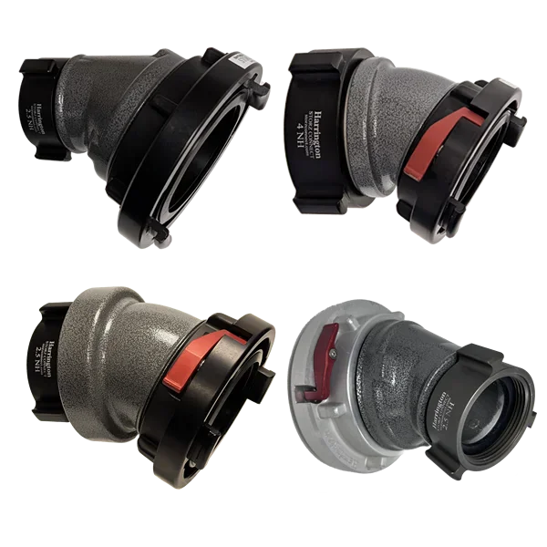 Harrington Elbows Fire_Safety_USA 30° Elbow Storz x NH Female Swivel Rocker Lug Adapter