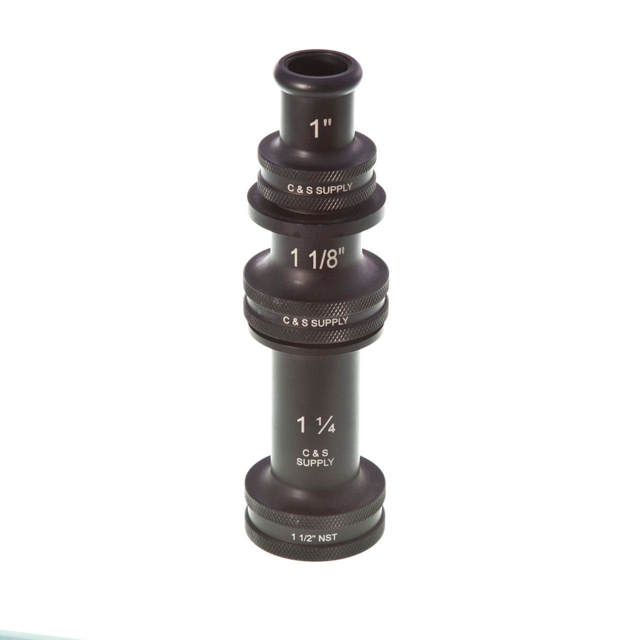 C & S Supply Nozzles Fire_Safety_USA C & S Supply 1 1/2" Stacked Tip tapers from 1 1/4" to 1 1/8" to 1" OUTLET
