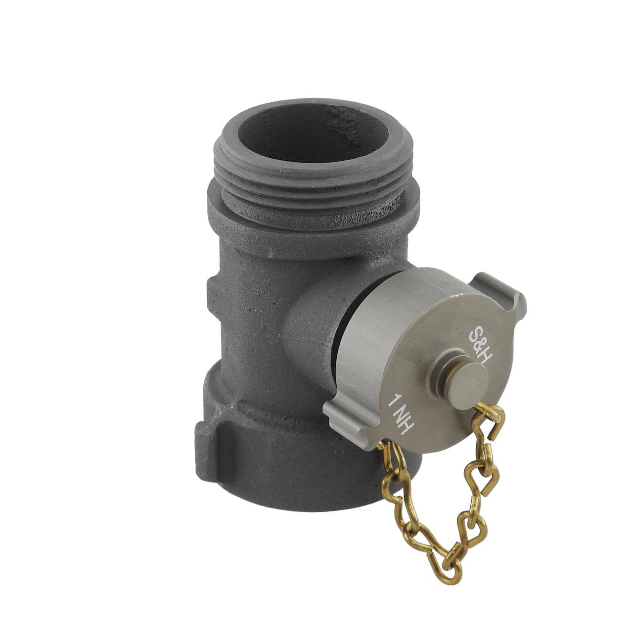 C & S Supply Plain Hose T Fire_Safety_USA C & S Supply Forestry Plain Hose T with Cap and Chain 1.5" NST x 1.5" NST x 1" NST