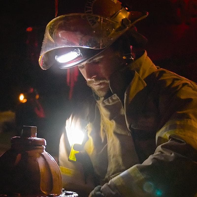 FoxFury Headlamps Fire_Safety_USA Command+ Tilt White LED Headlamp / Helmet Light - Rechargeable