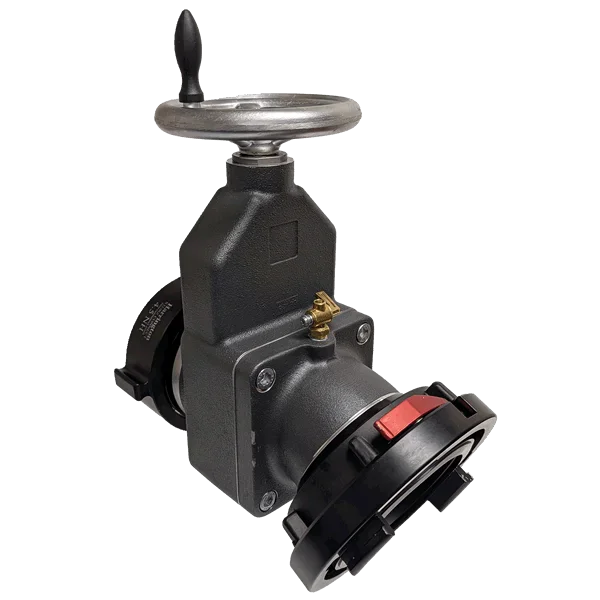 Harrington Gate Valve Fire_Safety_USA Elbow 4” Straight Gate Valve (Storz x NH Female Swivel Rocker Lug)