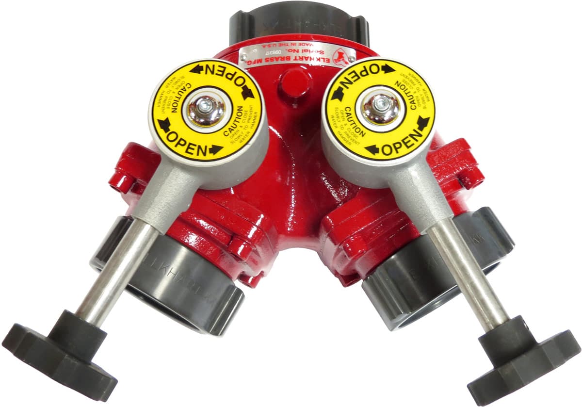Elkhart Brass Valved Siamese Fire_Safety_USA Elkhart Brass 2 Way Valved Siamese