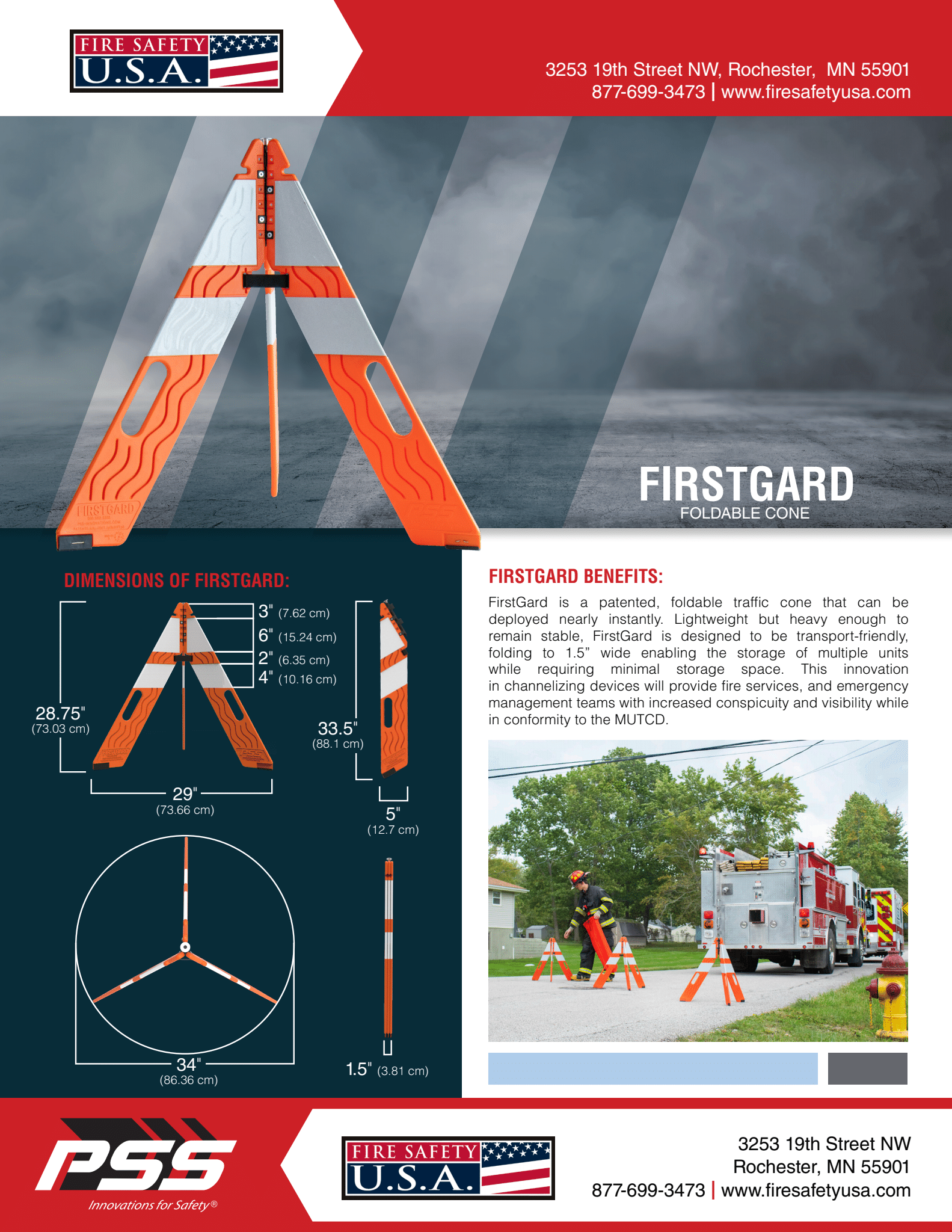 FirstGard Safety Cones Fire_Safety_USA FIRSTGARD Foldable Safety Cones - Pack of 5