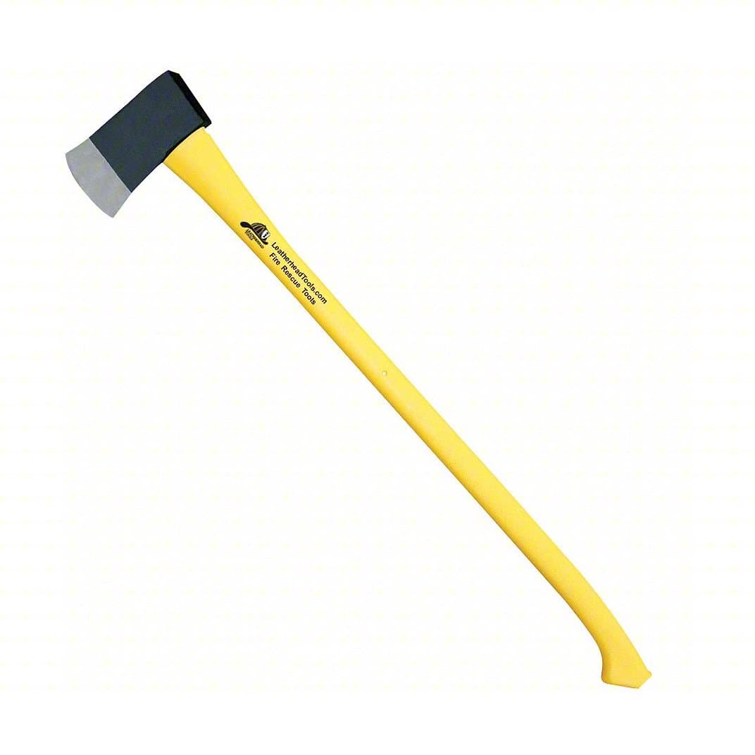 LeatherHead Tools Forcible Entry Fire_Safety_USA Flat Axe with Fiberglass Handle & Textured Deer Hoof Grip 35"