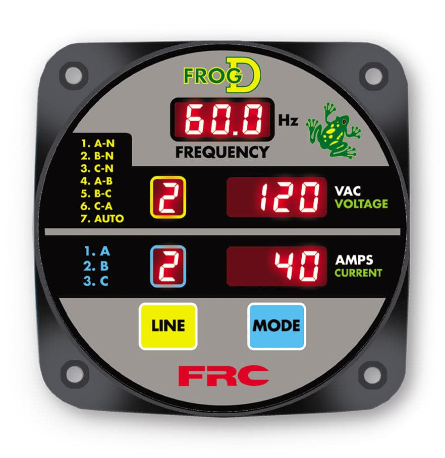 Fire Research Corporation Information Displays Fire_Safety_USA FROG-D Three Phase Delta Generator Display