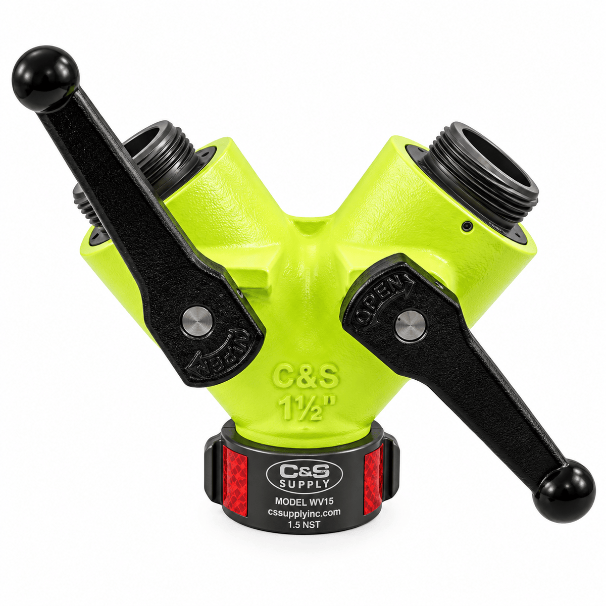 C & S Supply Wyes Fire_Safety_USA High Visibility Wildland Wye Valve 1.5" Female x (2) 1.5" Male