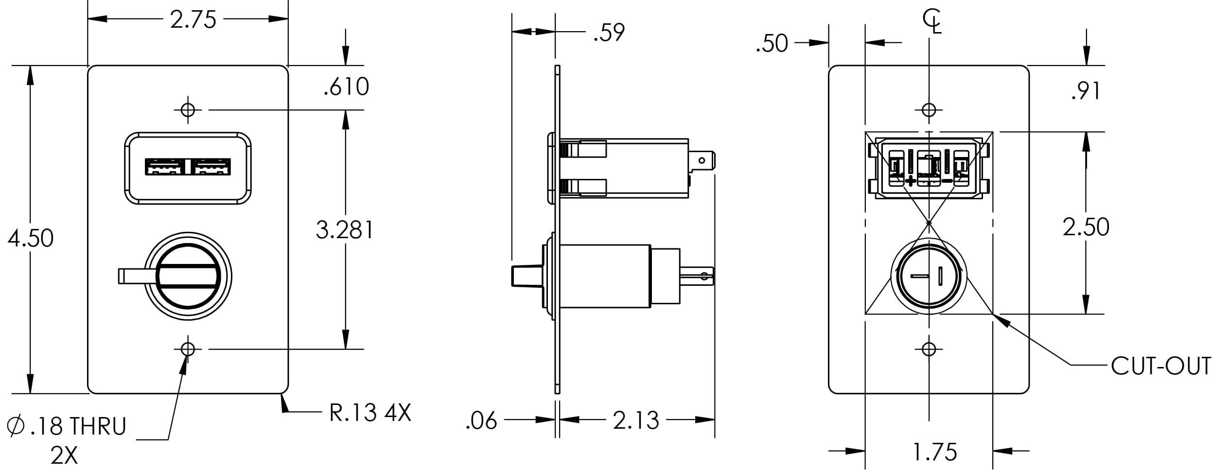 Kussmaul Electronics USB Mount Fire_Safety_USA Kussmaul USB EZ Mount Assembly