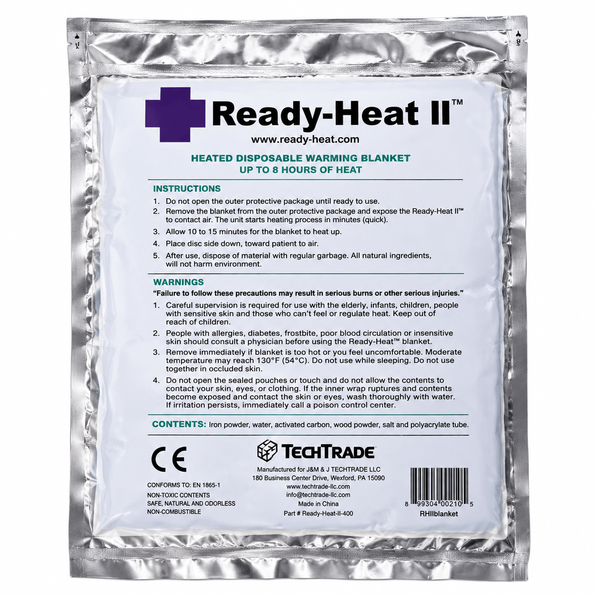 TechTrade LLC Safety Blankets Fire_Safety_USA Ready Heat II Self Warming Blanket, Case of 8