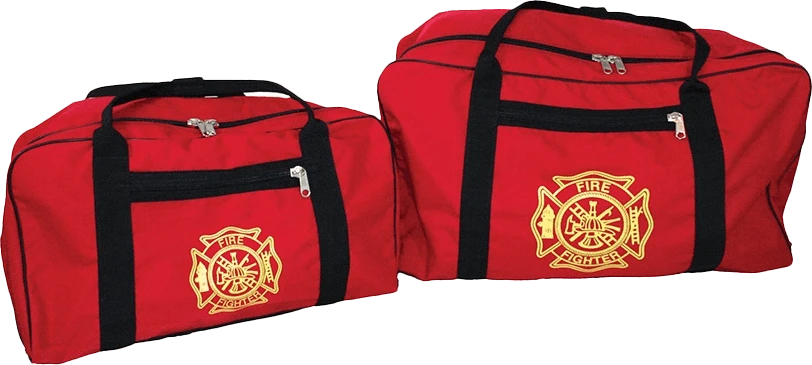 R & B Fabrication Firefighter Bags Fire_Safety_USA Red with Gold Maltese Cross Supersized Turn Out Gear Bag