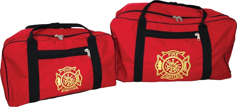 R & B Fabrication Firefighter Bags Fire_Safety_USA Red with Gold Maltese Cross Supersized Turn Out Gear Bag