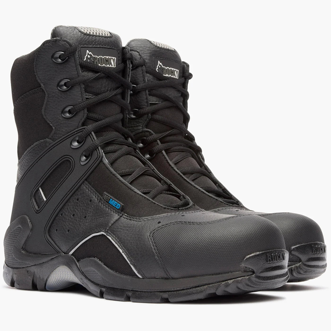 Rocky Uniform Boots Fire_Safety_USA Rocky 1st Med Carbon Fiber Toe Puncture-Resistant Side-Zip Waterproof Public Service Boot