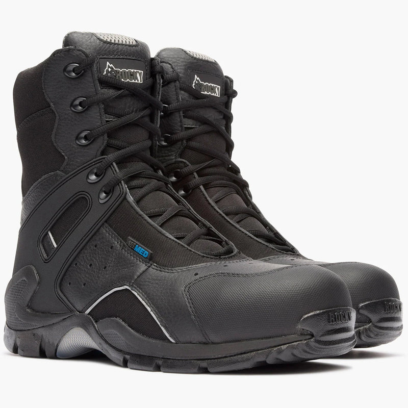 Rocky Uniform Boots Fire_Safety_USA Rocky 1st Med Carbon Fiber Toe Puncture-Resistant Side-Zip Waterproof Public Service Boot