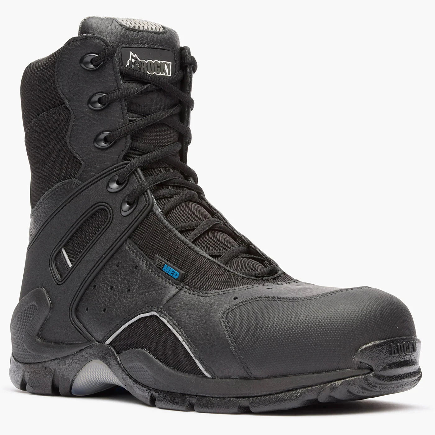 Rocky Uniform Boots Fire_Safety_USA Rocky 1st Med Carbon Fiber Toe Puncture-Resistant Side-Zip Waterproof Public Service Boot