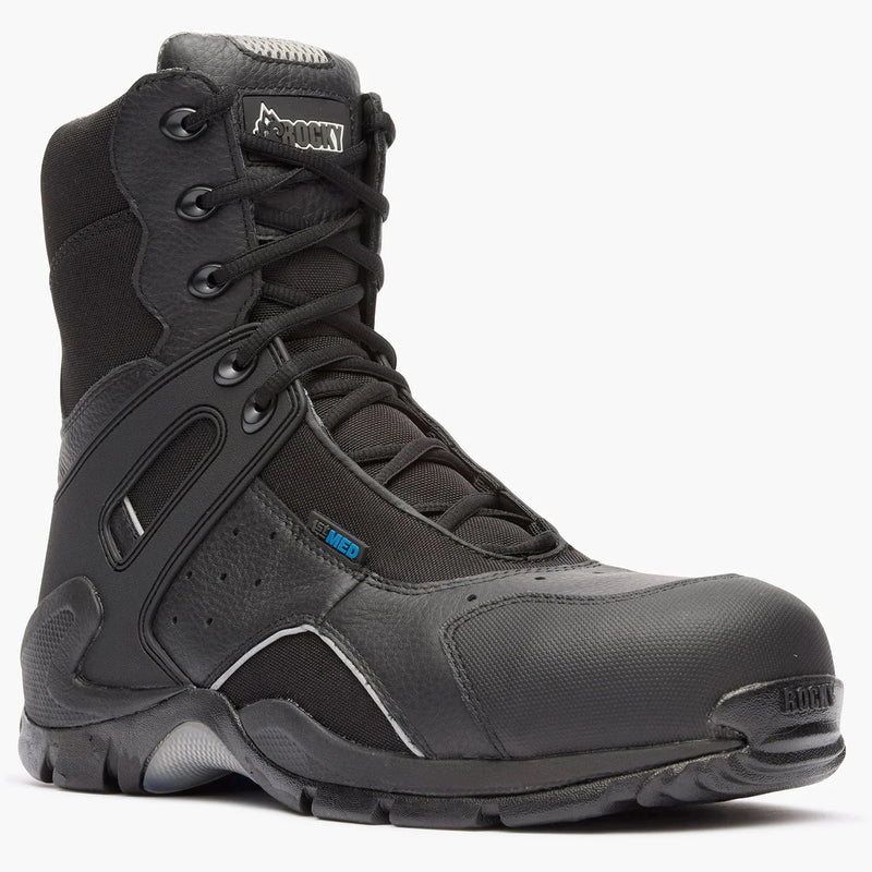 Rocky Uniform Boots Fire_Safety_USA Rocky 1st Med Carbon Fiber Toe Puncture-Resistant Side-Zip Waterproof Public Service Boot