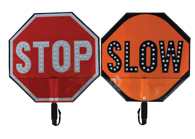 Cortina Traffic Stop/Slow Sign Fire_Safety_USA Stop/Slow Hi-Intensity Prismatic Sheeting Paddle w/6" Padded Handle