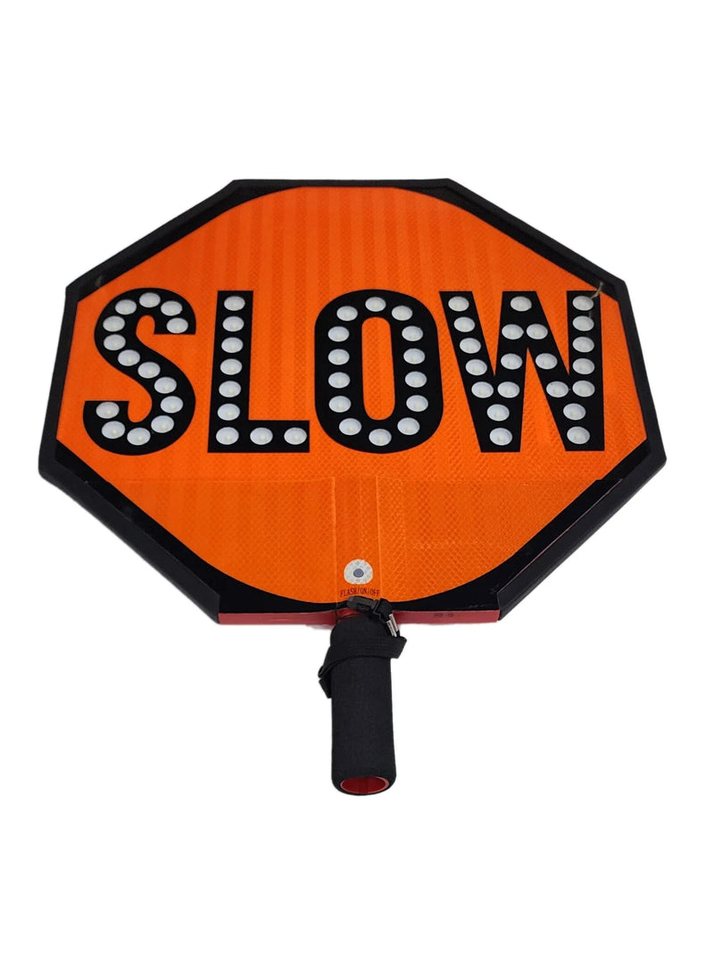 Cortina Traffic Stop/Slow Sign Fire_Safety_USA Stop/Slow Hi-Intensity Prismatic Sheeting Paddle w/6" Padded Handle