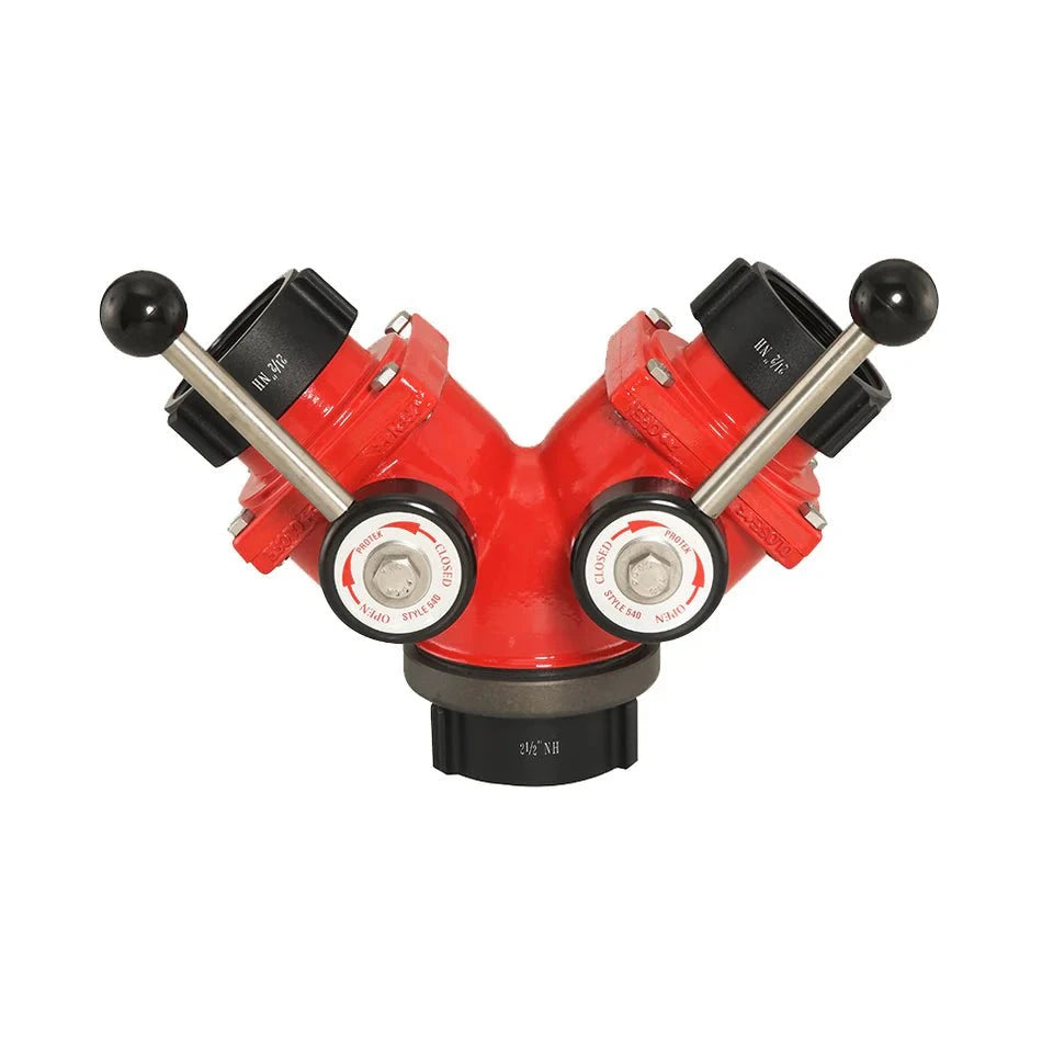 Fire Hose Nozzles Direct Monitors Fire_Safety_USA Suction Siamese Valve (2) 2-1/2" Female Inlet x (1) 2-1/2" Female Outlet