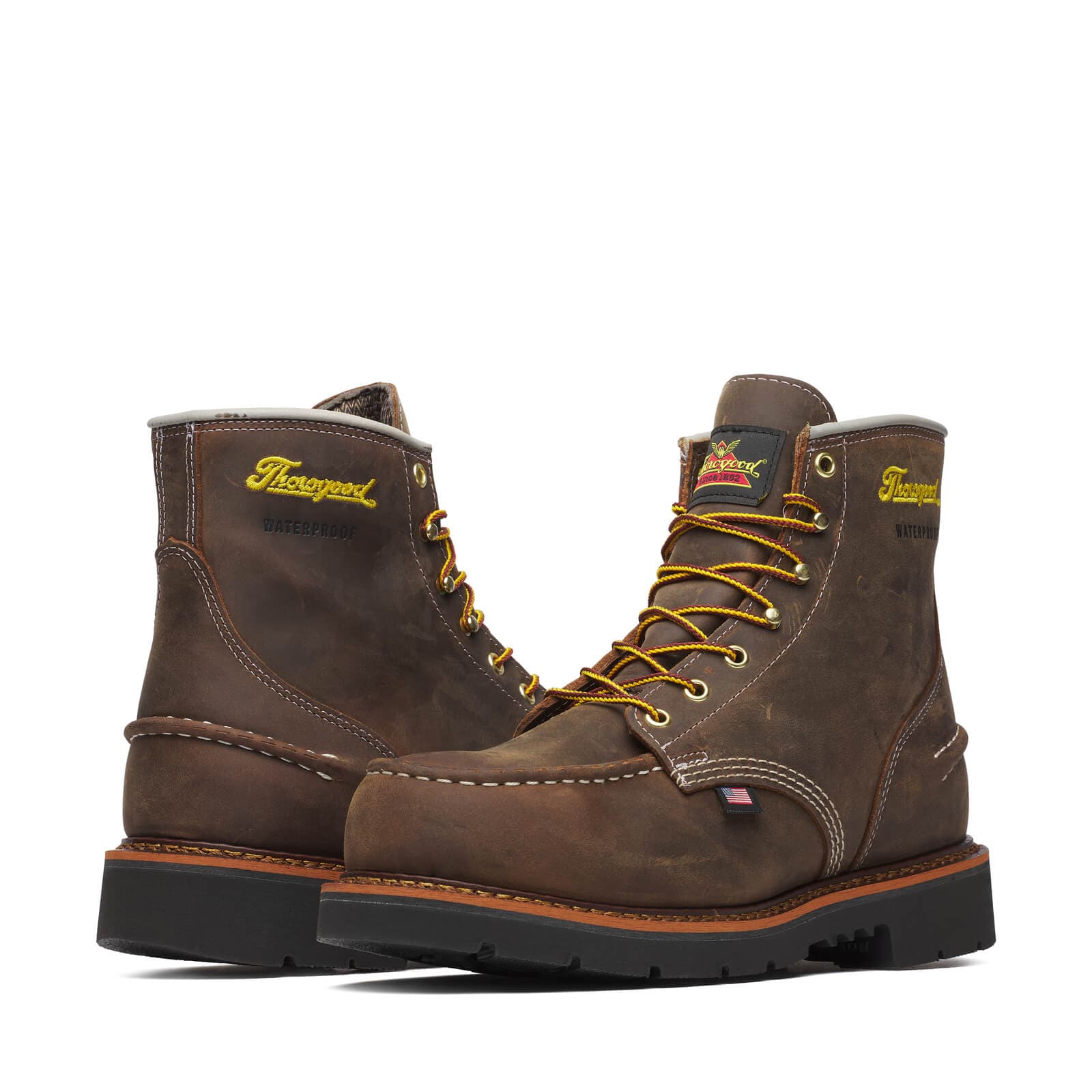 Thorogood Uniform Boots Fire_Safety_USA Thorogood 1957 Series Waterproof Safety Toe 6″ Crazy Horse Moc Toe - Men's