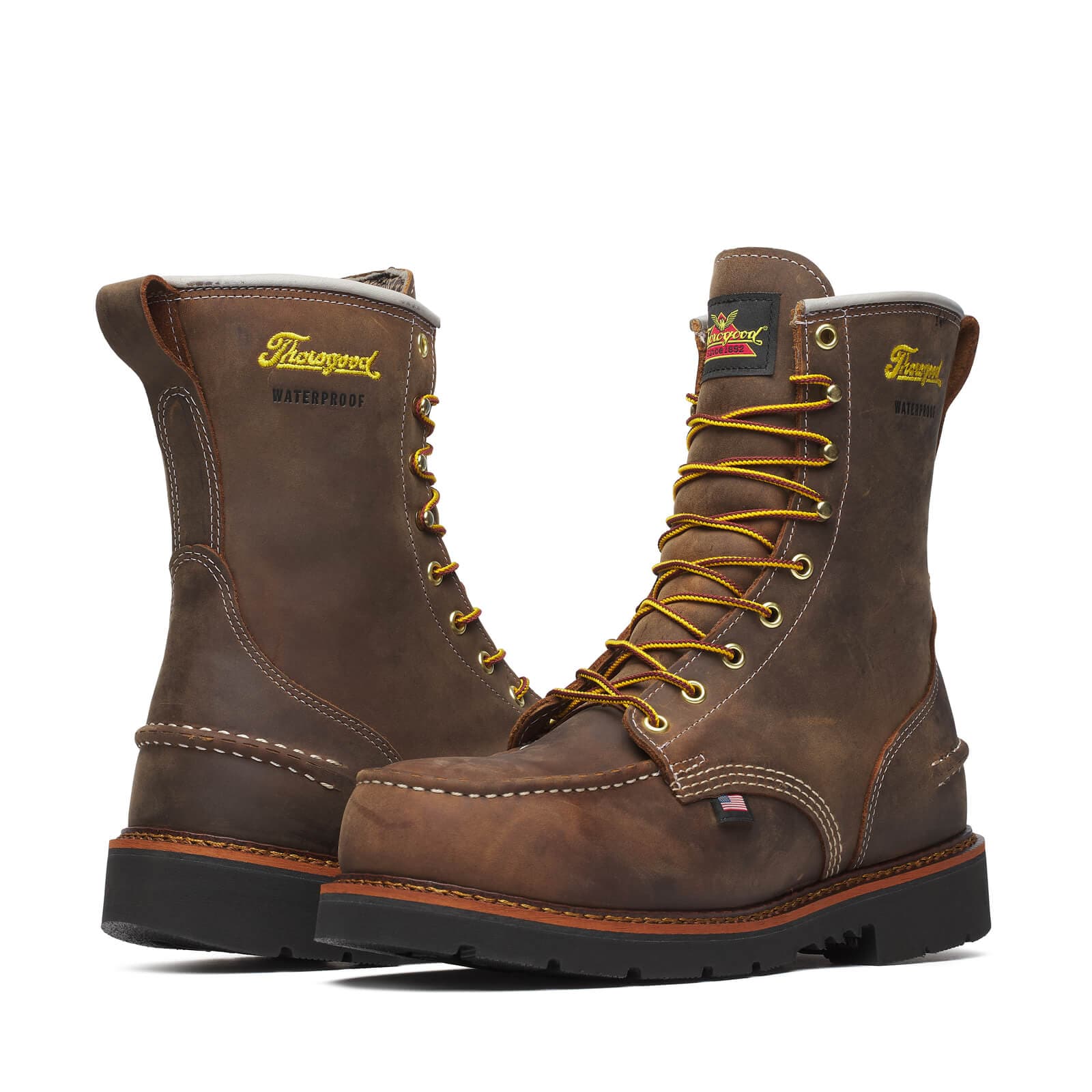 Thorogood Uniform Boots Fire_Safety_USA Thorogood 1957 Series Waterproof Safety Toe 8″ Crazy Horse Moc Toe - Men's