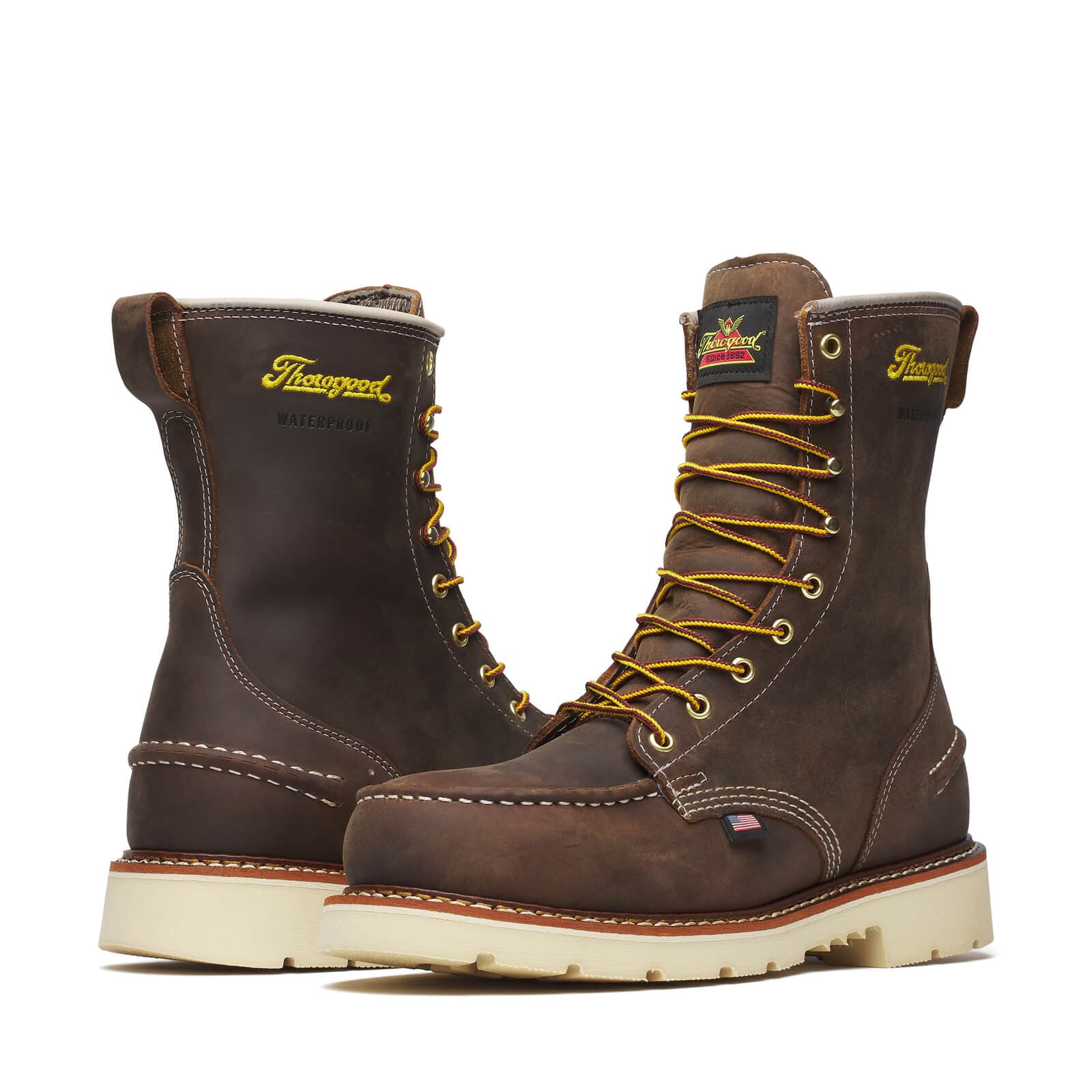Thorogood Uniform Boots Fire_Safety_USA Thorogood 1957 Series WP 8″ Crazy Horse Steel Moc Toe 90 - Men's