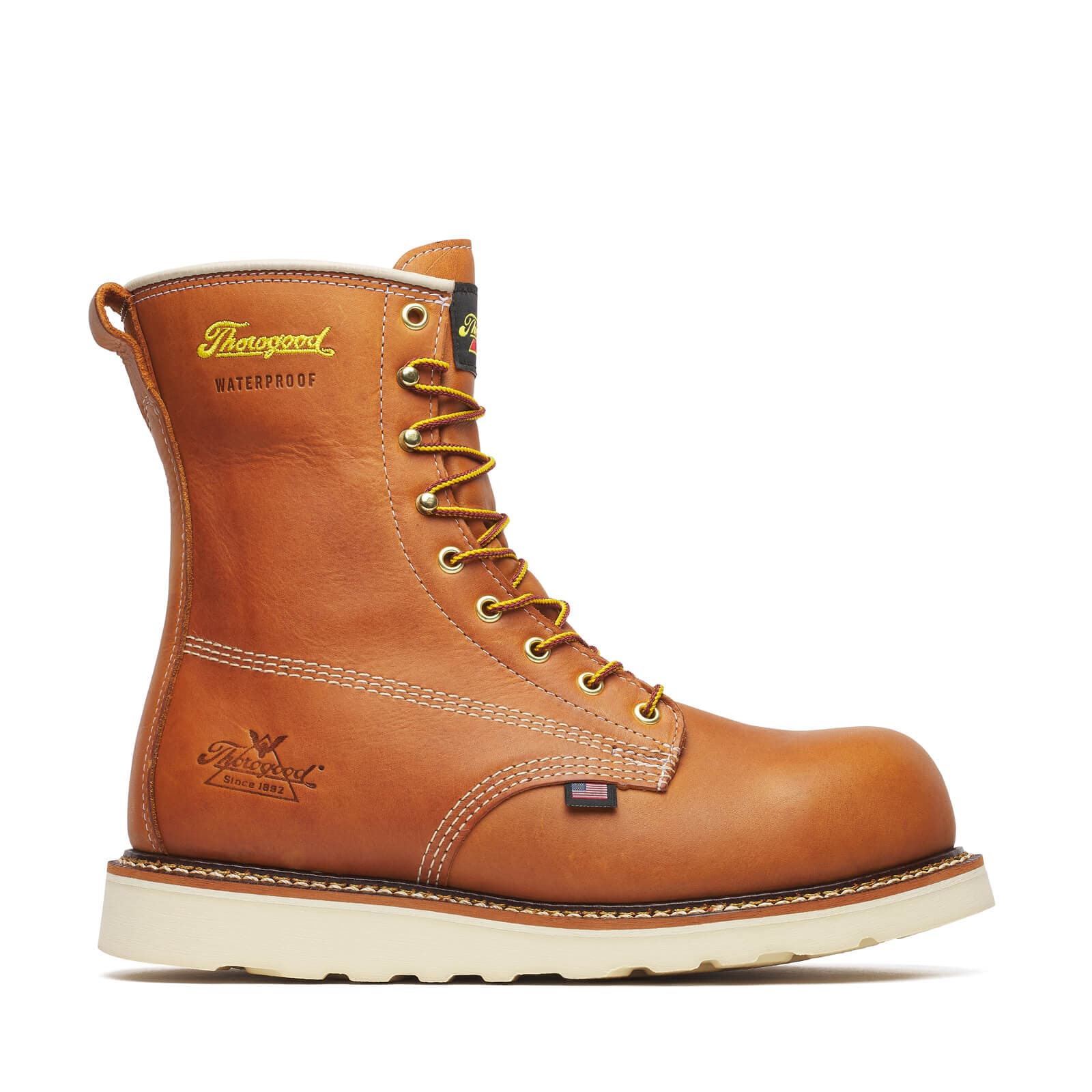 Thorogood メンズ 8インチ ミリタリーフットウェア 12.5インチ Thorogood American Heritage Waterproof 8″ Tobacco Composite Safety Toe