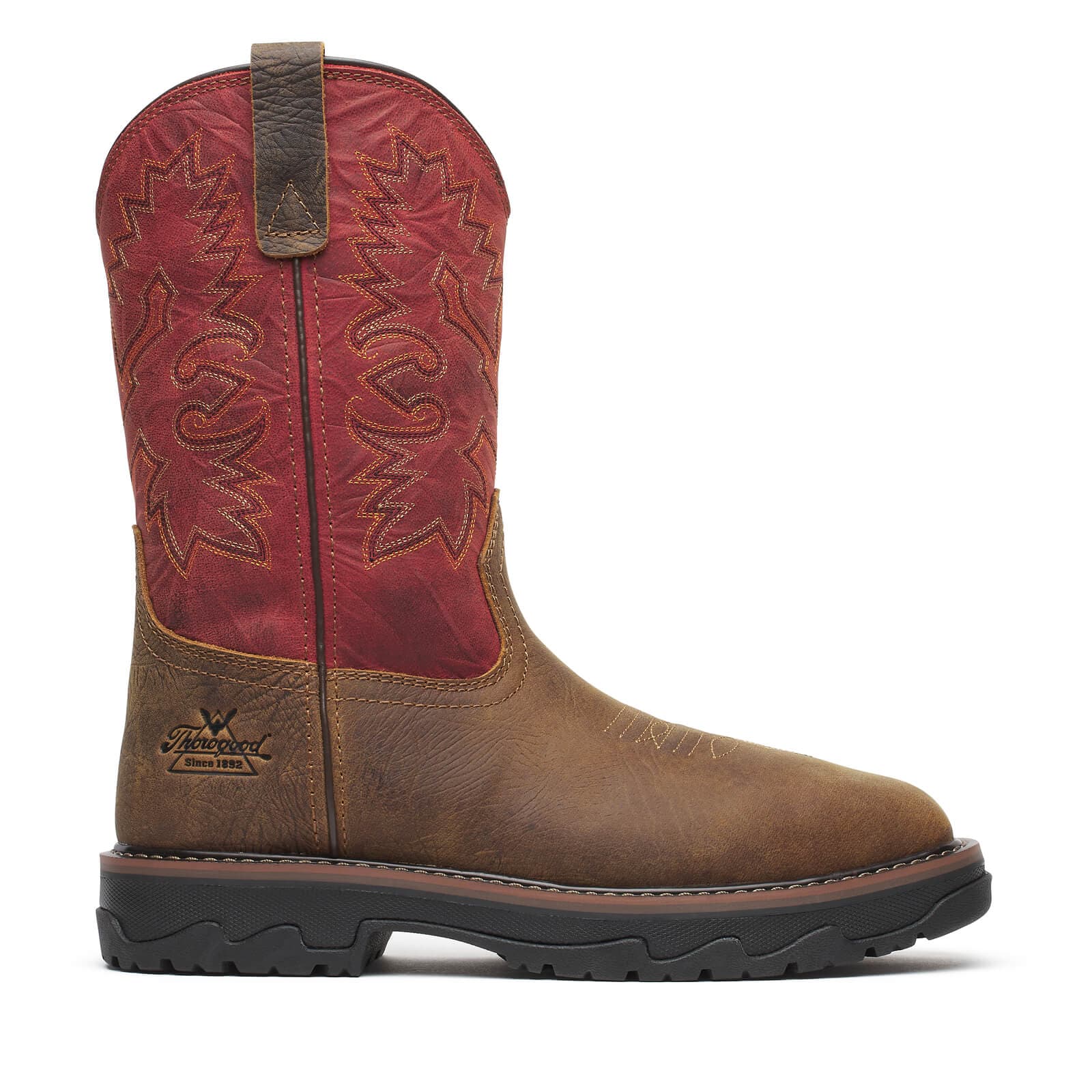 Thorogood Uniform Boots Fire_Safety_USA Thorogood Buffalo Ridge WP 11″ Brown/Scarlet Nano Sq Toe - Men's