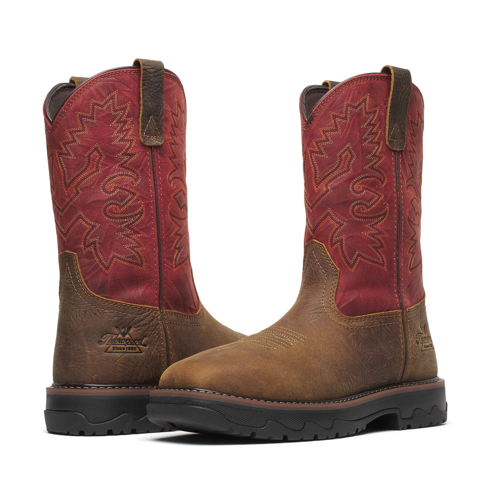 Thorogood Uniform Boots Fire_Safety_USA Thorogood Buffalo Ridge WP 11″ Brown/Scarlet Nano Sq Toe - Men's
