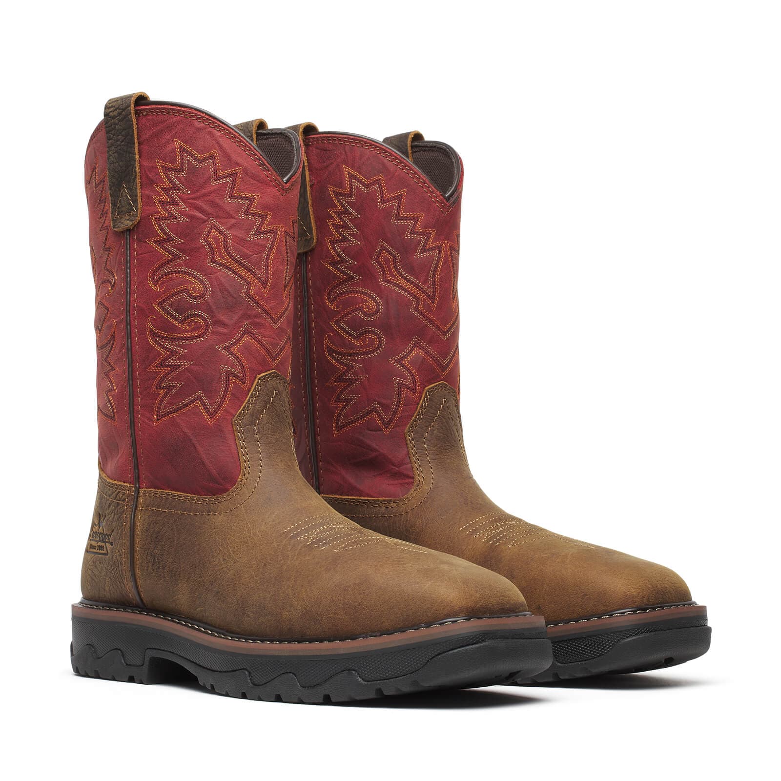 Thorogood Uniform Boots Fire_Safety_USA Thorogood Buffalo Ridge WP 11″ Brown/Scarlet Nano Sq Toe - Men's