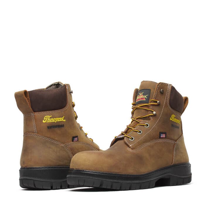 Thorogood Uniform Boots Fire_Safety_USA Thorogood Genesis Series 6″ Chestnut Nano Safety Toe Waterproof - Men's