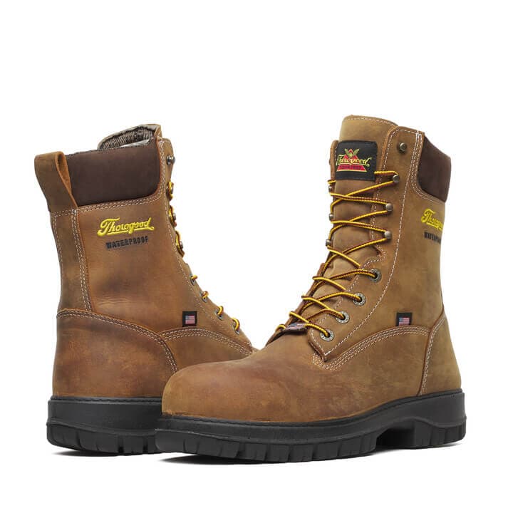 Thorogood Uniform Boots Fire_Safety_USA Thorogood Genesis Series 8″ Chestnut Nano Safety Toe Waterproof - Men's