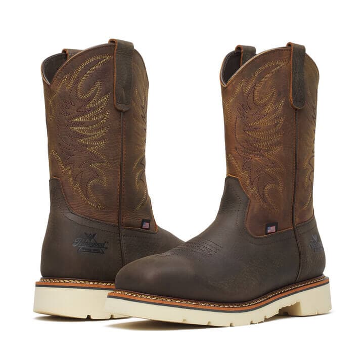 Thorogood Uniform Boots Fire_Safety_USA Thorogood Square Toe Wellington Pebble Bottom/Crazy Horse Upper 11″ Safety Toe - Men's