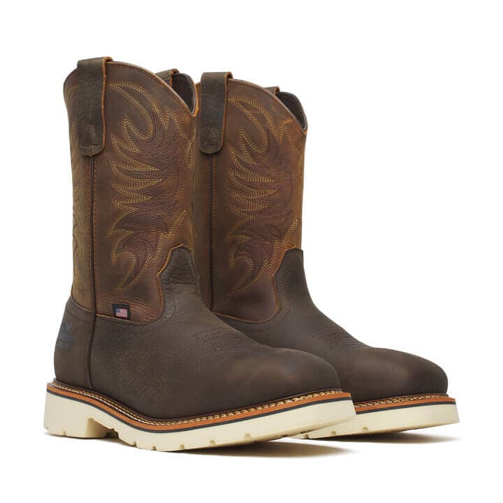 Thorogood Uniform Boots Fire_Safety_USA Thorogood Square Toe Wellington Pebble Bottom/Crazy Horse Upper 11″ Safety Toe - Men's