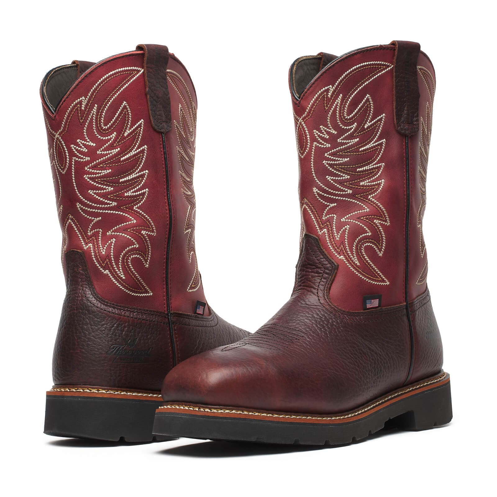 Thorogood Uniform Boots Fire_Safety_USA Thorogood Western Work Waterproof Chili/Crimson 11″ Safety Toe - Men's