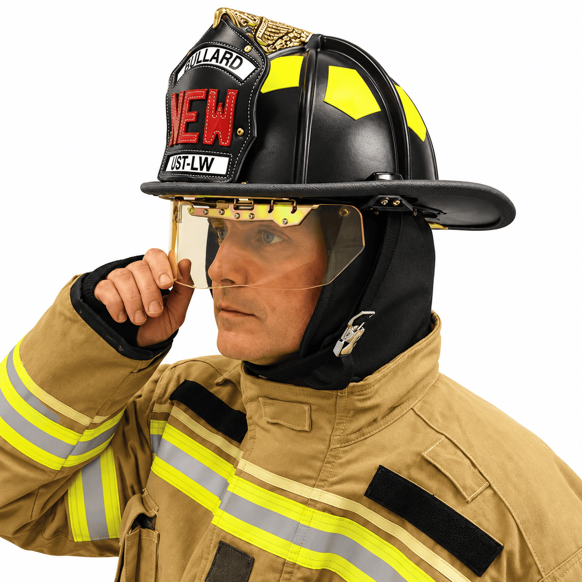 Bullard Helmet Fire_Safety_USA UST® LowRider Traditional Fire Helmet with NFPA Bourke Shield and FireFit® Comfort System - Matte Finish