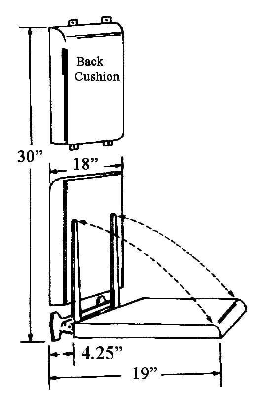 Ziamatic Apparatus Equipment Fire_Safety_USA Ziamatic Double Fold-Down Seat Bracket w/ Seat Cushion & Back Rest