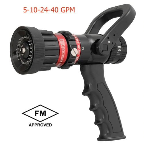 Fire Hose Nozzles Direct Nozzles Fire_Safety_USA 1" Selectable Gallonage Nozzle (15-10-24-40 GPM)