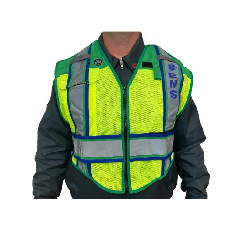 Fire Ninja Safety Vests Fire_Safety_USA Fire Ninja Ultra-bright Green/Blue-EMS Public Safety Vest