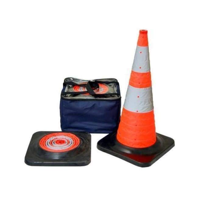 Cortina Safety Cones Pop-Up Lighted Cones - with Heavy Duty Black Rubber Base