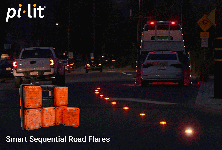 Pi-Lit Landing Zone Kits Fire_Safety_USA Smart Sequential Road Flares (Rechargeable) Set of 10
